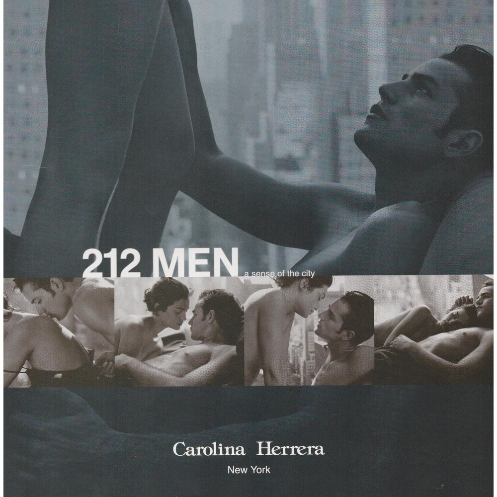 Vintage 1999 Carolina Herrera 212 Men Print Ad Fragrance Cologne Sample Fold-Out